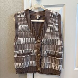 Hem & Thread Taupe and Cream Knit Vest